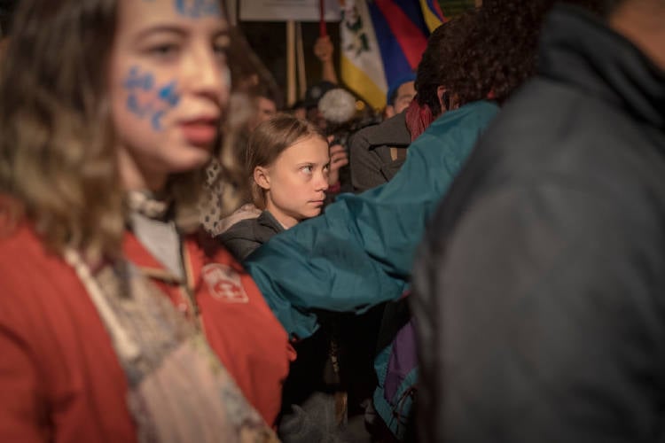 Greta Thunberg en la huelga por el clima