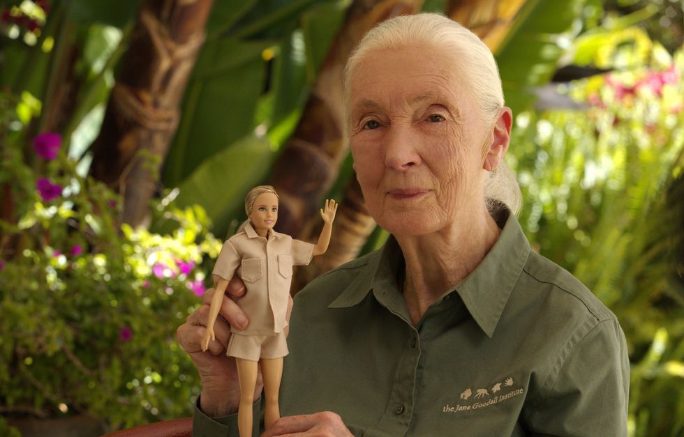 Jane Goodall junto a la muñeca Barbie, homenaje de Mattel | Foto: Jane Goodall Foundation Jane Goodall junto a la muñeca Barbie, homenaje de Mattel