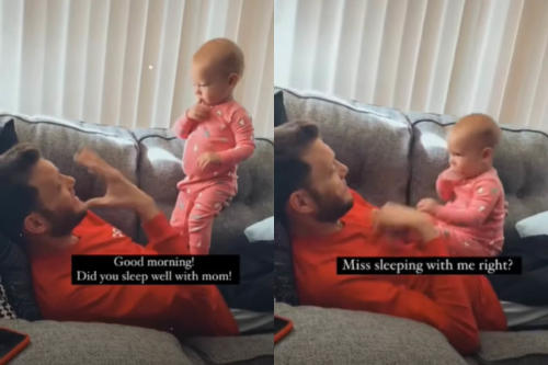 Bebé de 1 año dice su primer "Hola" en lenguaje de señas a su padre sordo