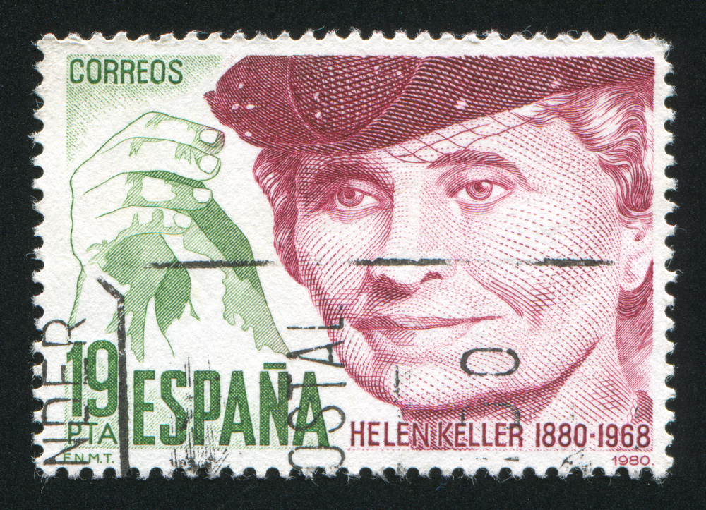 helen keller Una estampilla con el rostro de Helen Keller