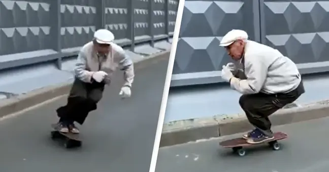 Video viral Anciano en patineta