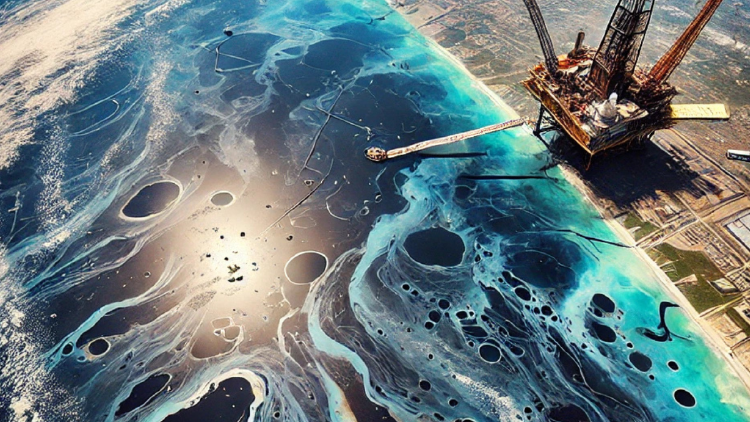 petroleo desde satelites Imagen que muestra los derrames de petróleo en el Golfo de México desde una perspectiva satelital, mostrando el impacto ambiental de la contaminación.