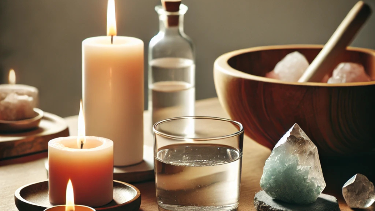 ritual El ritual para la energía de la semana incluye agua, fuego y tierra (IA)