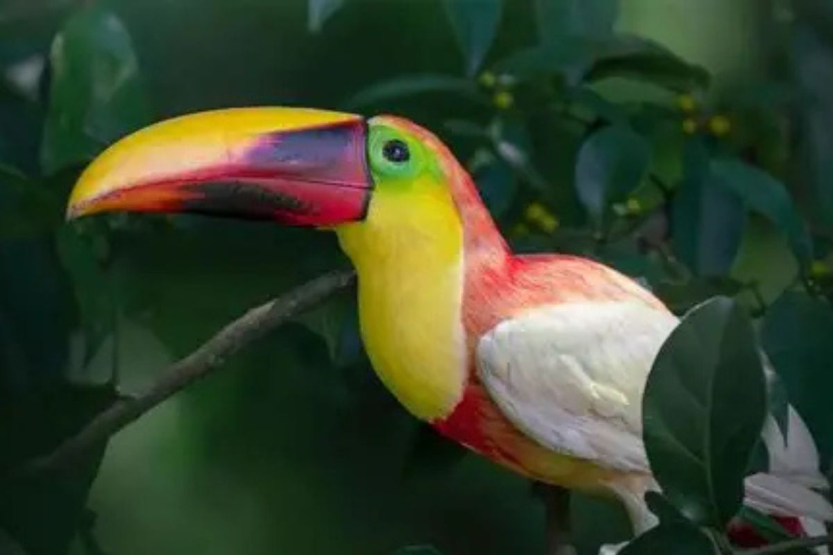 Un tucán de plumaje casi completamente blanco fue avistado en un bosque de Costa Rica, generando asombro por su extraña apariencia. (fm.uc.edu.ve)
