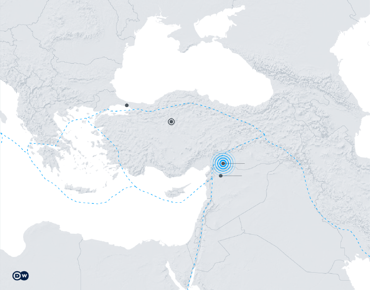Terremoto Turquía y Siria mapa