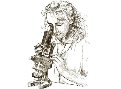 mujer microscopio mujer microscopio