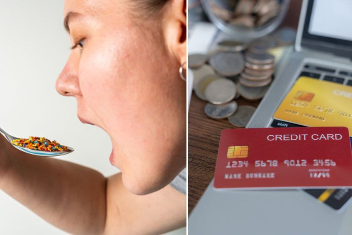 microplasticos (L) Person about to eat microplastic with a spoon; (R) A credit card lying on a desk. (Representative Image Source: Getty Images | (L) karetoria; (R) Virojt Changyencham)