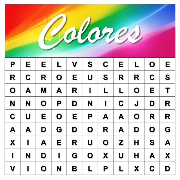 sopa de letras de los colores