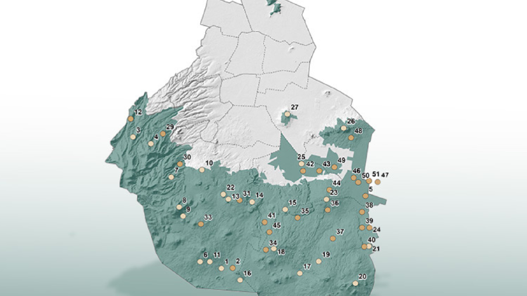 mapa mexico Se indican, en Ciudad de México, los sitios donde se estudiaron suelos de conservación en zonas agrícolas y ecosistemas.