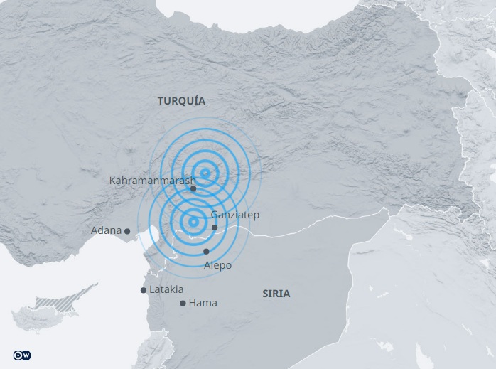 Mapa terremoto Turquía Siria