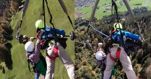 Un turista se da cuenta de que no va atado al ala delta y graba un angustioso vídeo