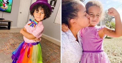 madre permite a su hijo ir a clases en vestido madre permite a su hijo ir a clases en vestido