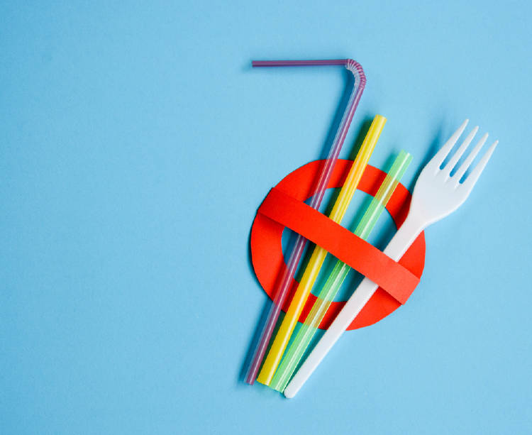 libre de plasticos simbolo que denota la prohibicion de los plasticos de un solo uso