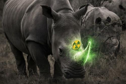 rinoceronte con cuerno radioactivo Imagen: IA