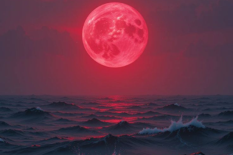 Luna roja Después de grandes erupciones volcánicas, por ejemplo, la Luna puede verse más oscura debido a la mayor concentración de partículas en la estratósfera. (Imagen: Pinterest)