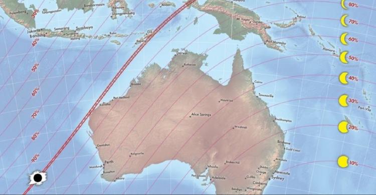 eclipse híbrido de abril 2023 mapa