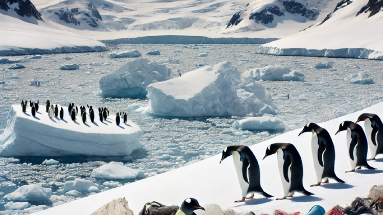 contaminación antártida Los científicos indican que estos desechos probablemente provienen de actividades humanas en otras partes del mundo. Foto IA