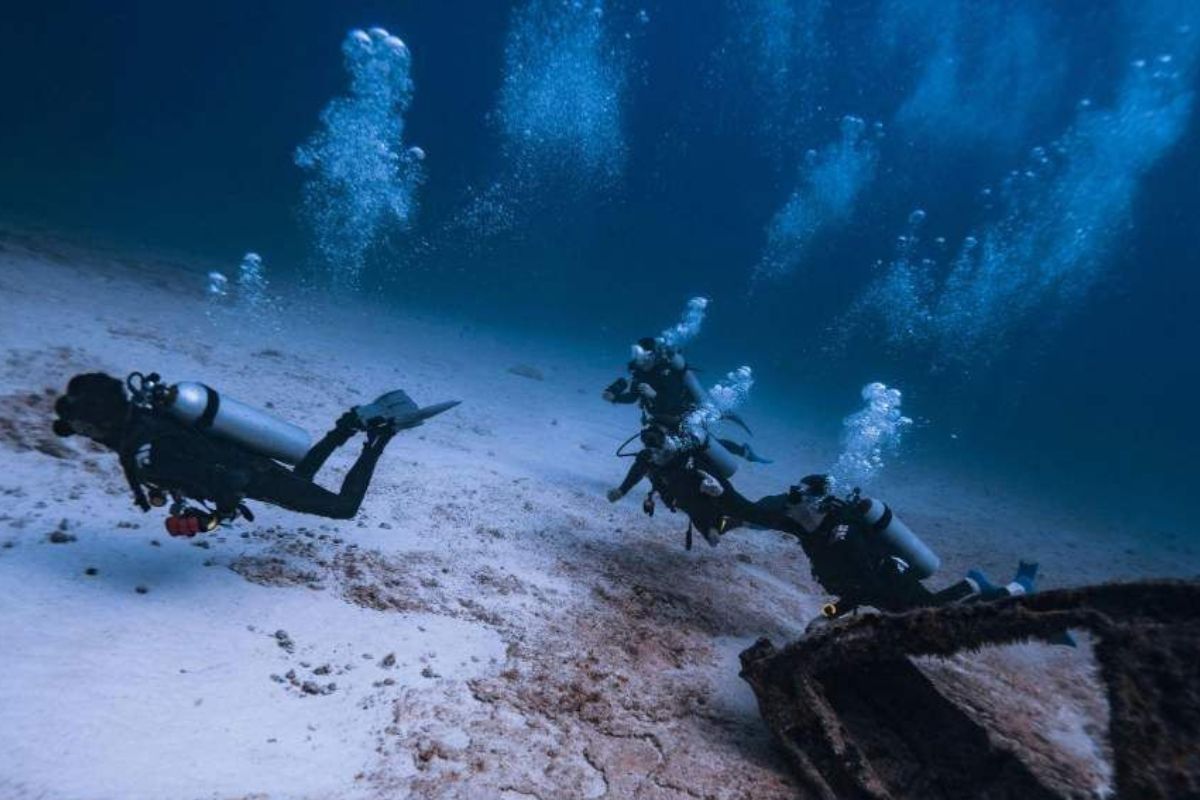 Buzos examinan el fondo marino cerca de un naufragio. (Imagen de portada representativa: Pexels | Harvey Clements)