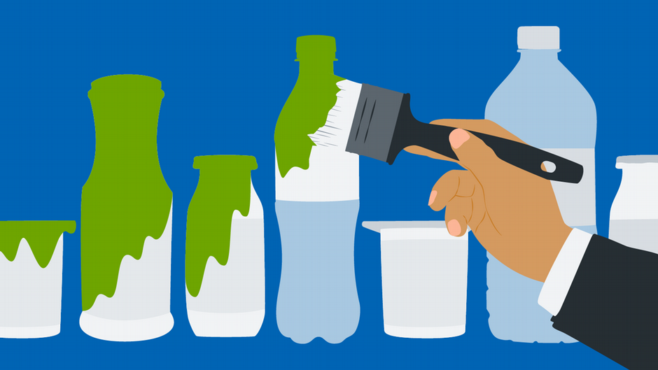 Lavado verde de envases plásticos \"Lavado verde\" de envases plásticos.