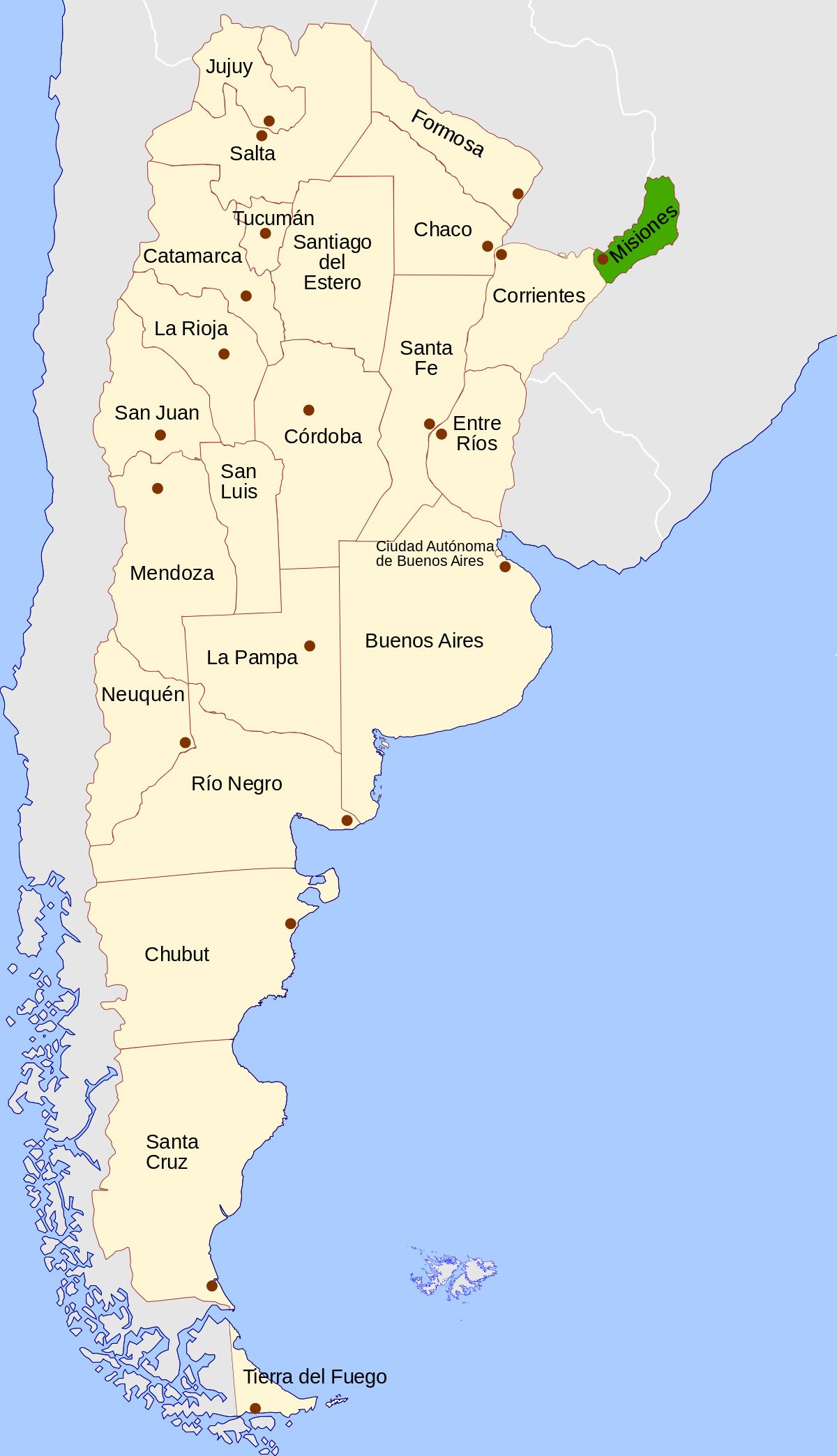 mapa misiones argentina