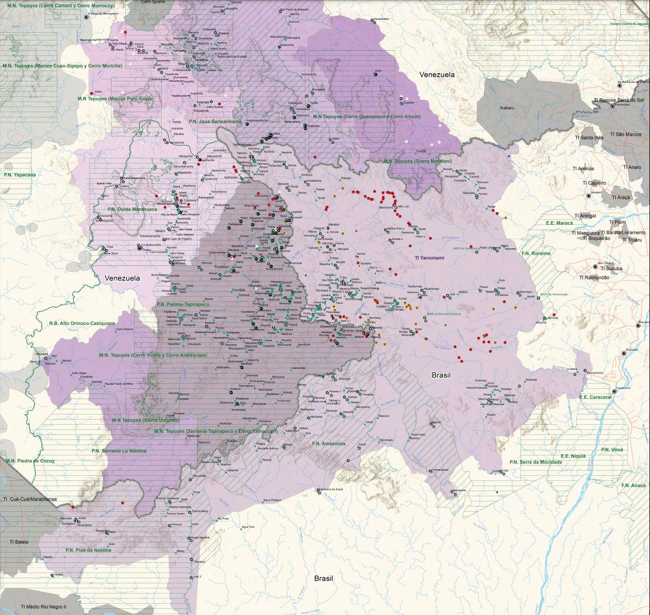 Mapa de minas ilegales yanomamis Mapa de minas ilegales yanomamis