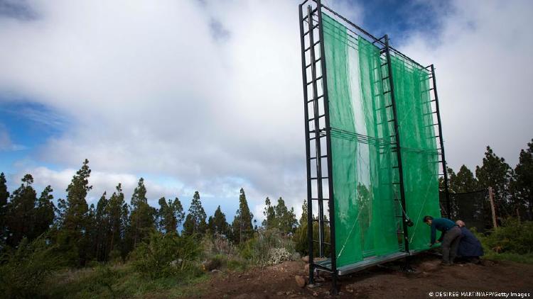 Cosecha de niebla en España La niebla también se puede cosechar en España, como se ve aquí, en Tenerife.