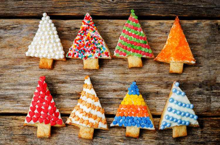 Galletas con forma de pino navideño