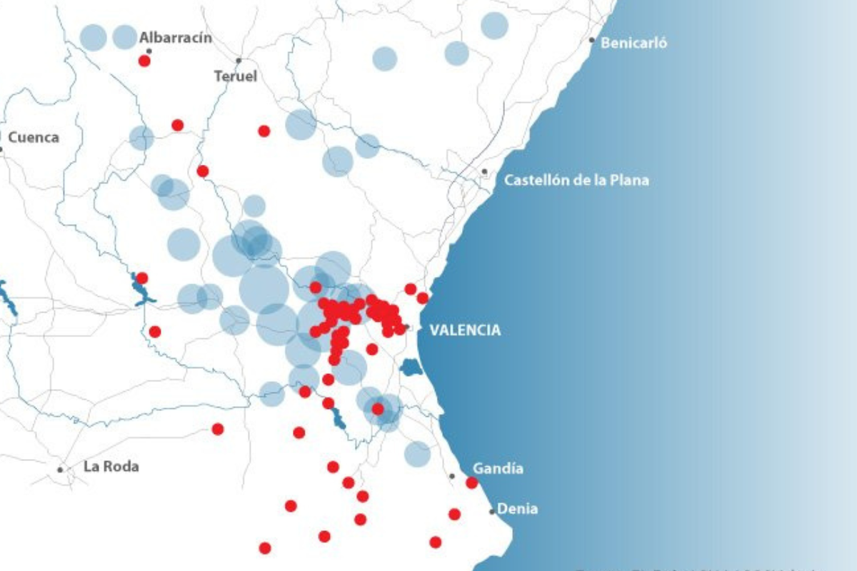 Localidades donde impactó la DANA